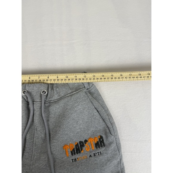 Trapstar Chenille Decoded Shorts in Gray/Orange (S) - Picture 5 of 7
